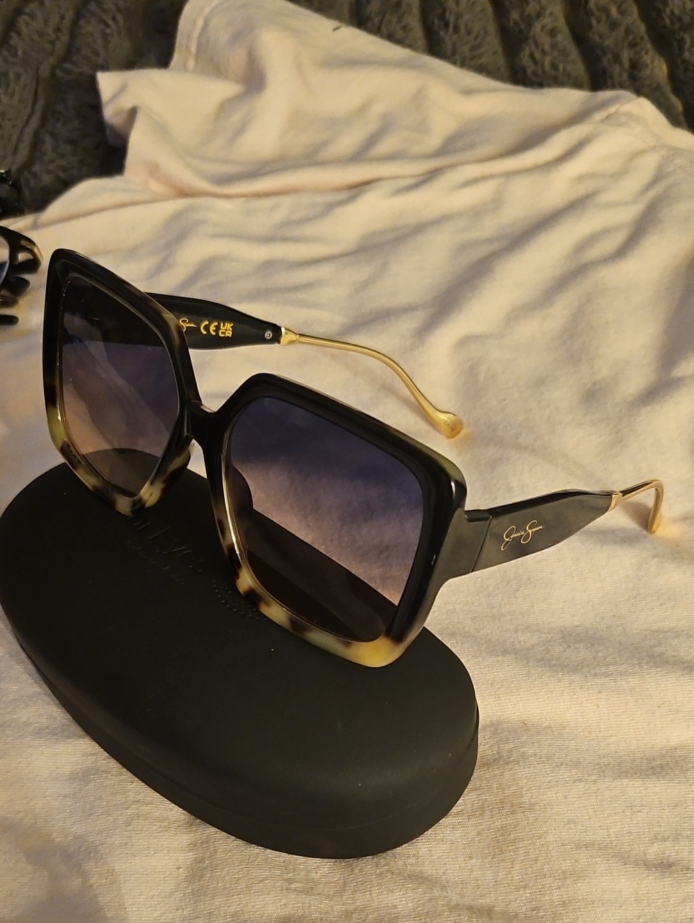 Jessica Simpson Oversized Square Metal Tip Sunglasses